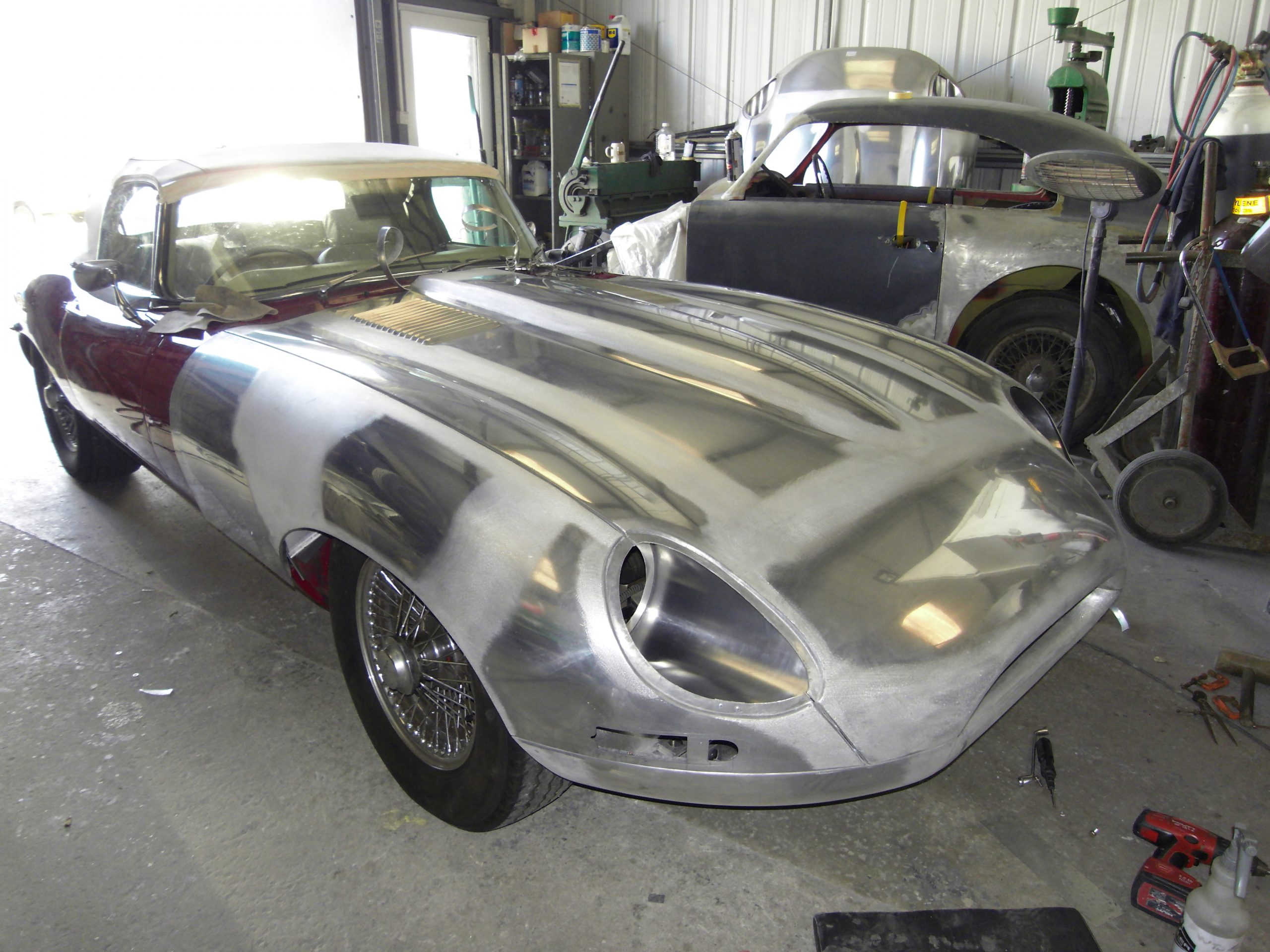 New etype bonnet being fitted